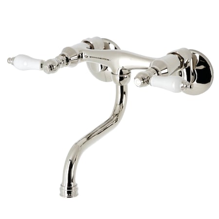 Kingston Brass KS516PN Two-Handle Wall Mount Bathroom Faucet, Polished Nickel KS516PN
